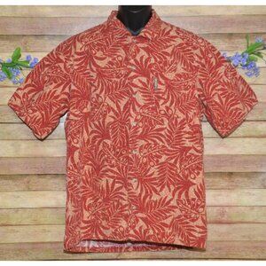 Columbia Men's Red Hawaiian Palm Print Button Front Shirt Size XL Beach Vacay